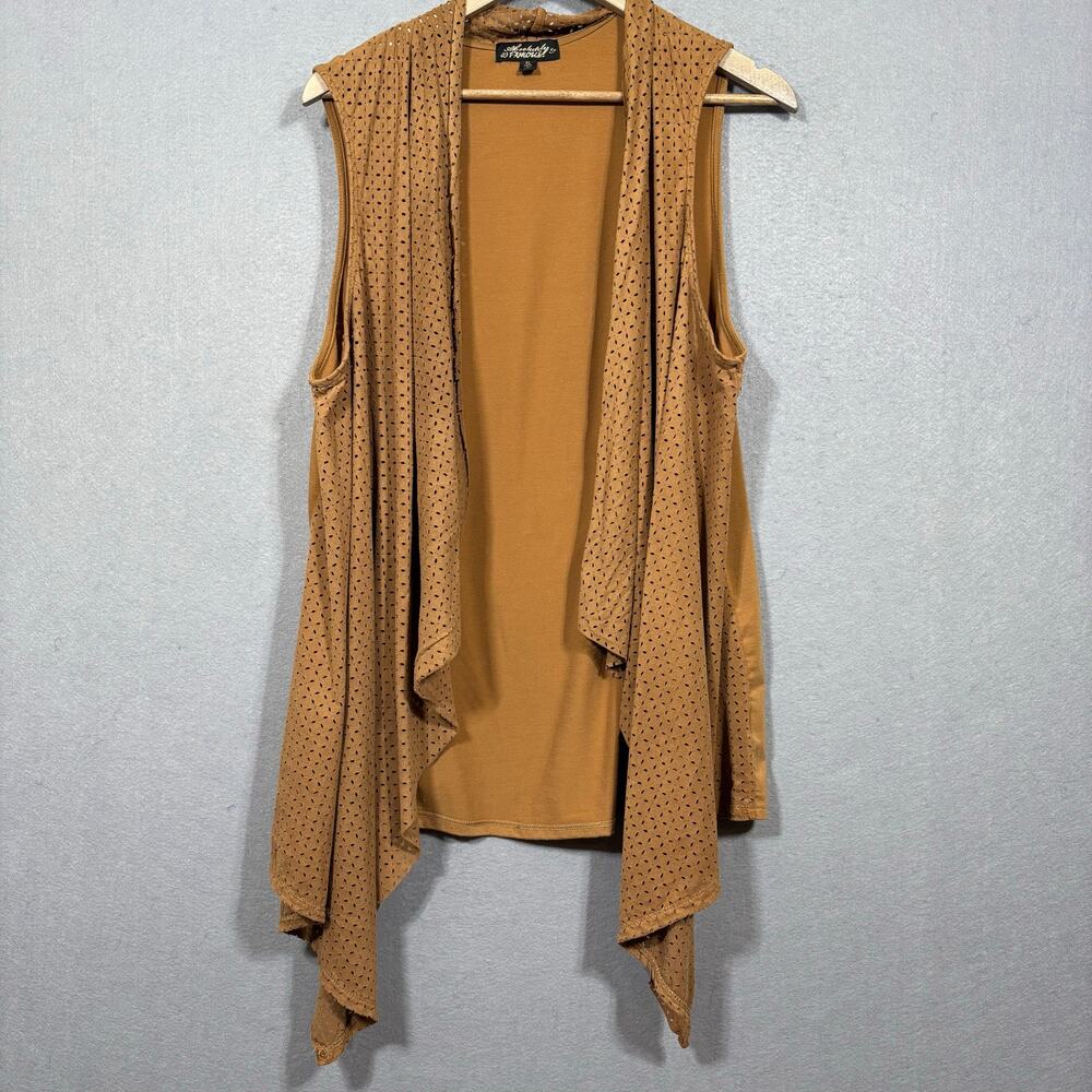 Absolutely Famous Tan Draped Vest M Cutout Western Boho Goddess Soft Minimalist